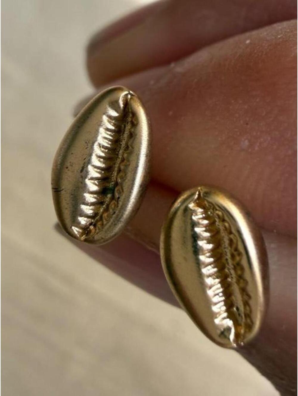 Gold-Tone Cowrie Shell Stud Earrings